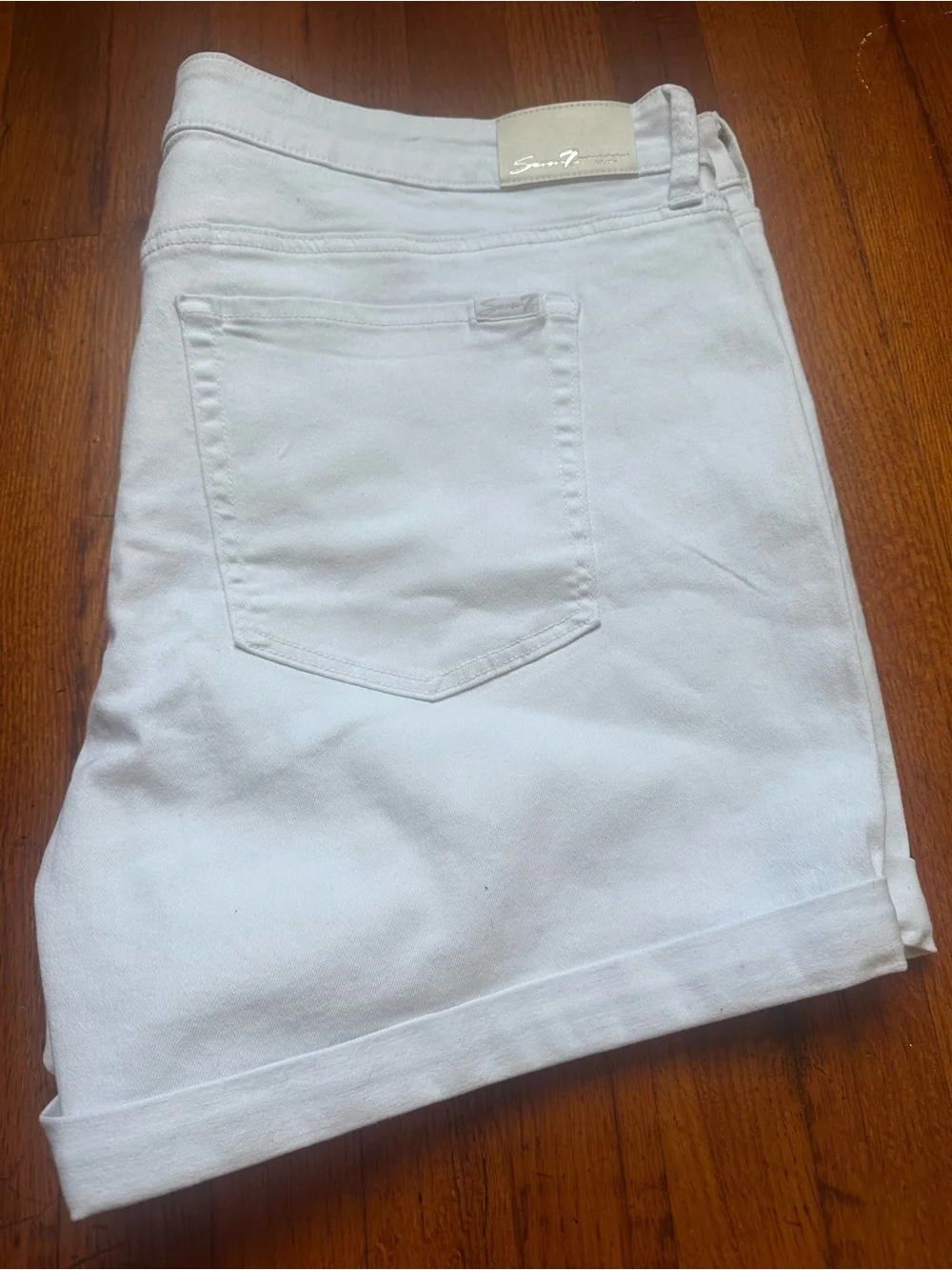 Seven7 White Cuffed Denim Weekend Shorts